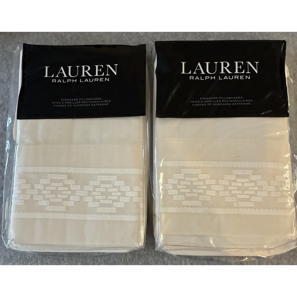LAUREN RALPH LAUREN Mason Embroidered Pillowcases Pair Standard Cream 4 Included